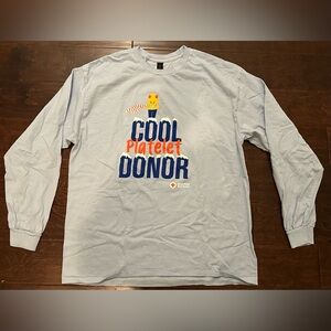 Men’s Cool Platelet Donor American Red Cross Blue Long Sleeve Shirt- Size XL